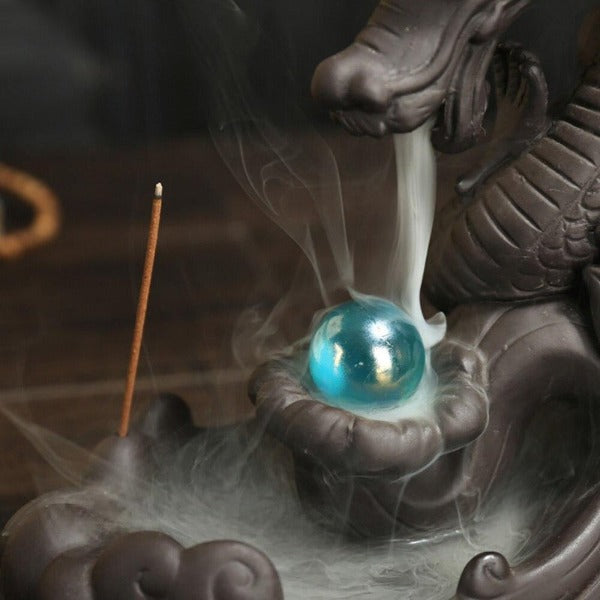 Pearl Guarding Dragon Backflow Incense Burner - Incense Soul