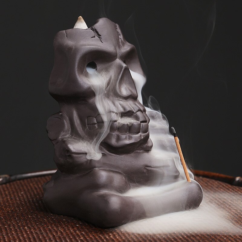 skull incense burner